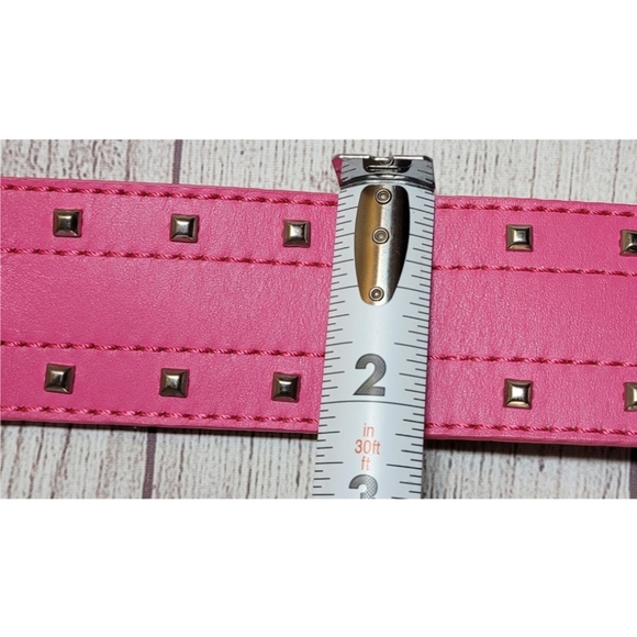 PEPE JEANS LONDON BELT PINK  GENUINE ITALIAN LEATHER DOUBLE BUCKLE METAL STUDS main image 6